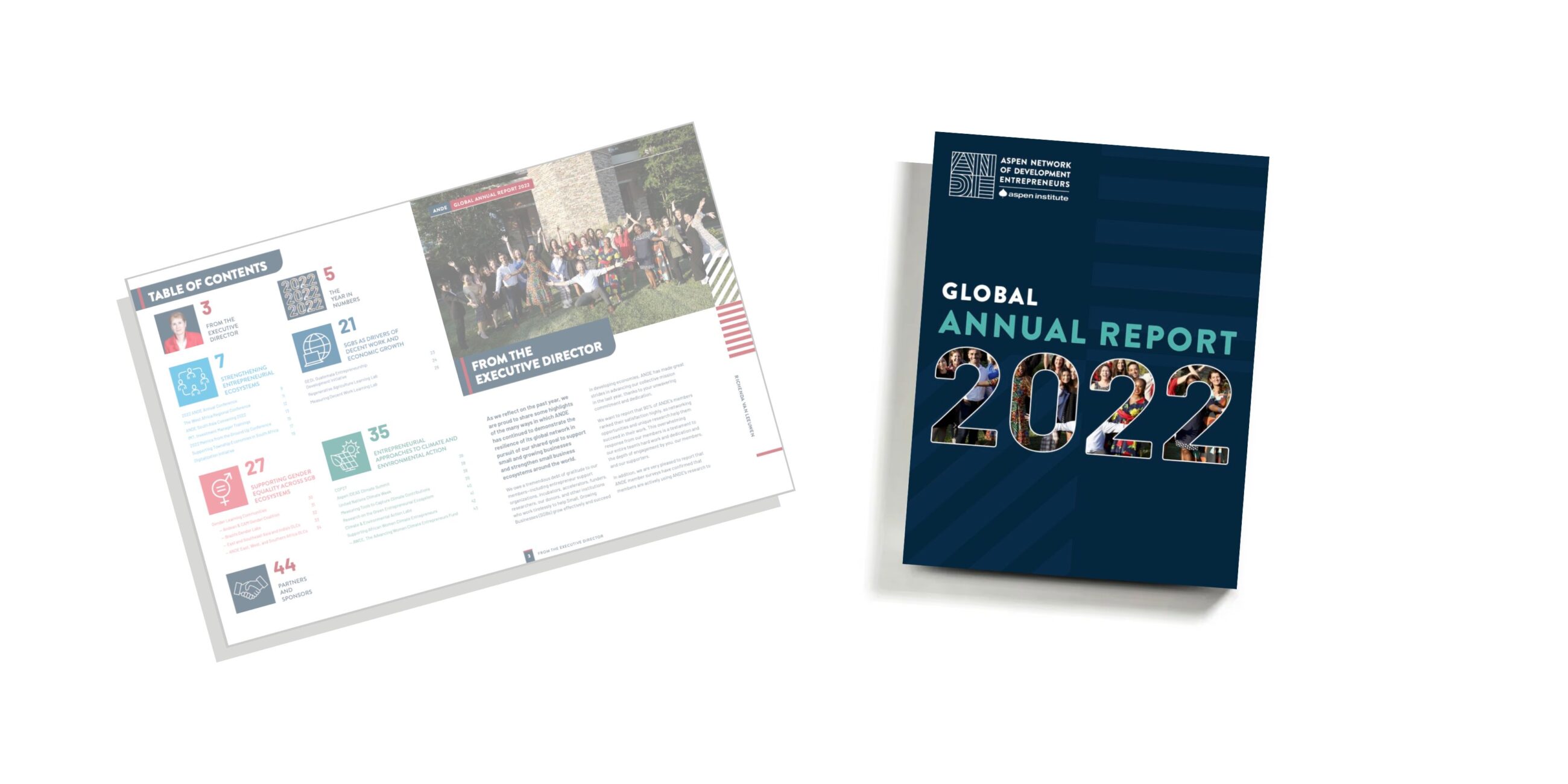 ANDE 2022 Annual Report cover and index page.