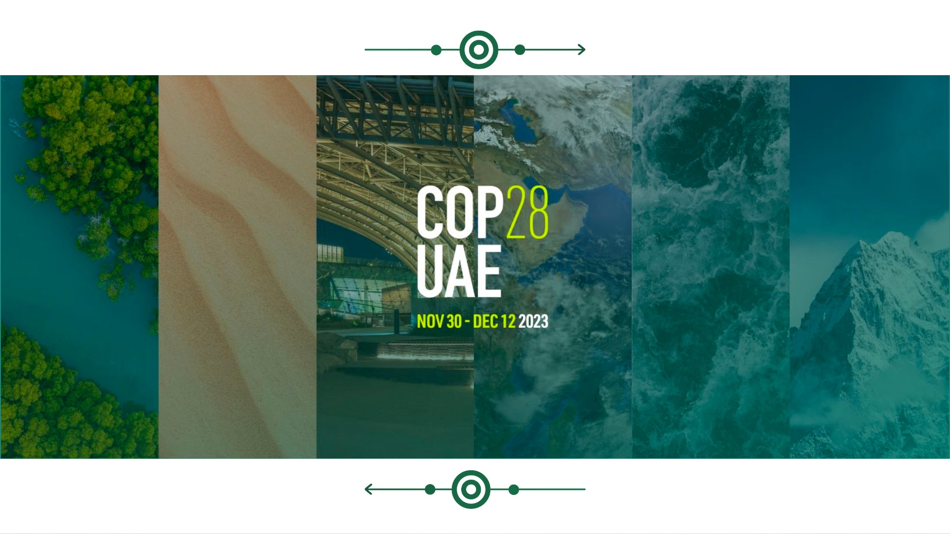 COP 28 composite image with climate references