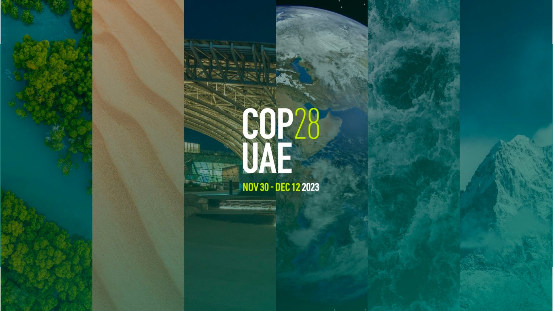 COP 28 UAE composite image with climate references