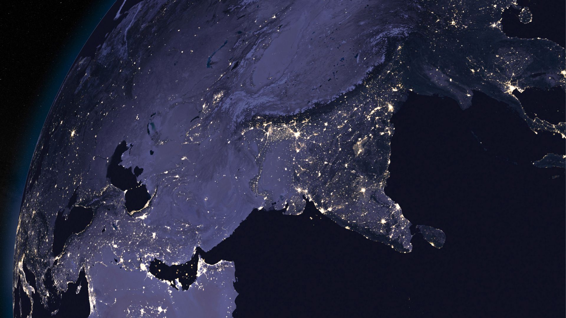 Earth Globe by Night Focused on India, South Asia