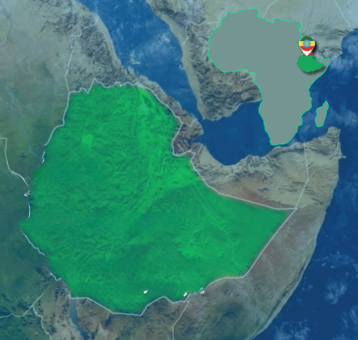 Map of Ethiopia and its localization in Africa