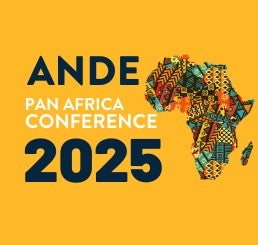 ANDE Pan Africa Conference 2025 logo with patchwork representation of Africa's map.