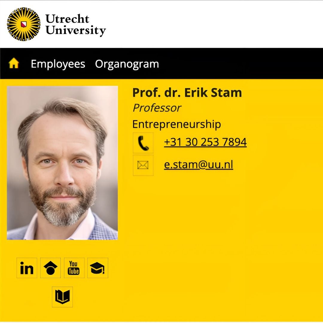 Erik Stam Utrecht Univerity profile