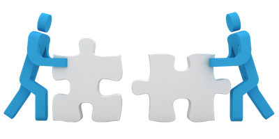 Concept image representing a partnership using matching puzzles.