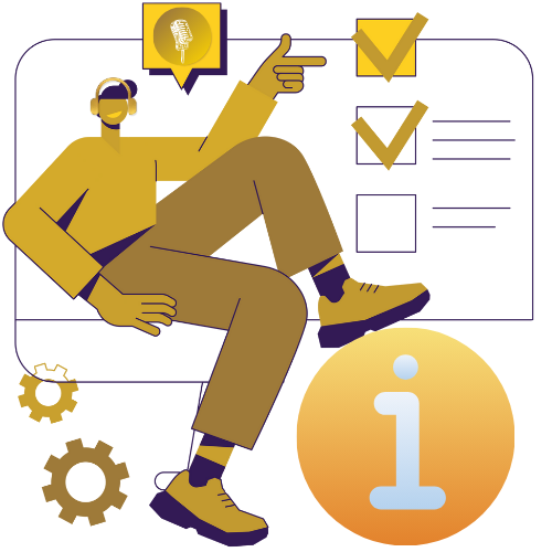 Podcast Disclaimer icon in yellow mustard.